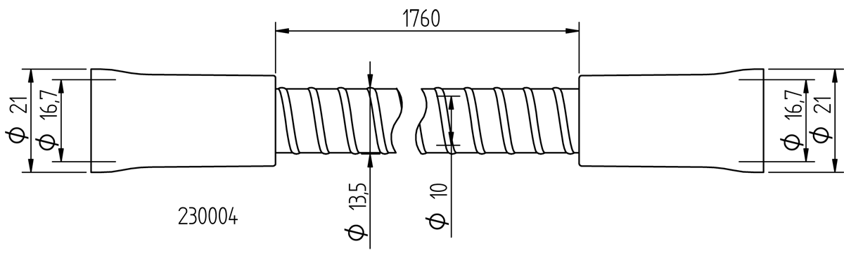Saugschlauch grau, Speichelzieher, ID=10, L=1800 mm